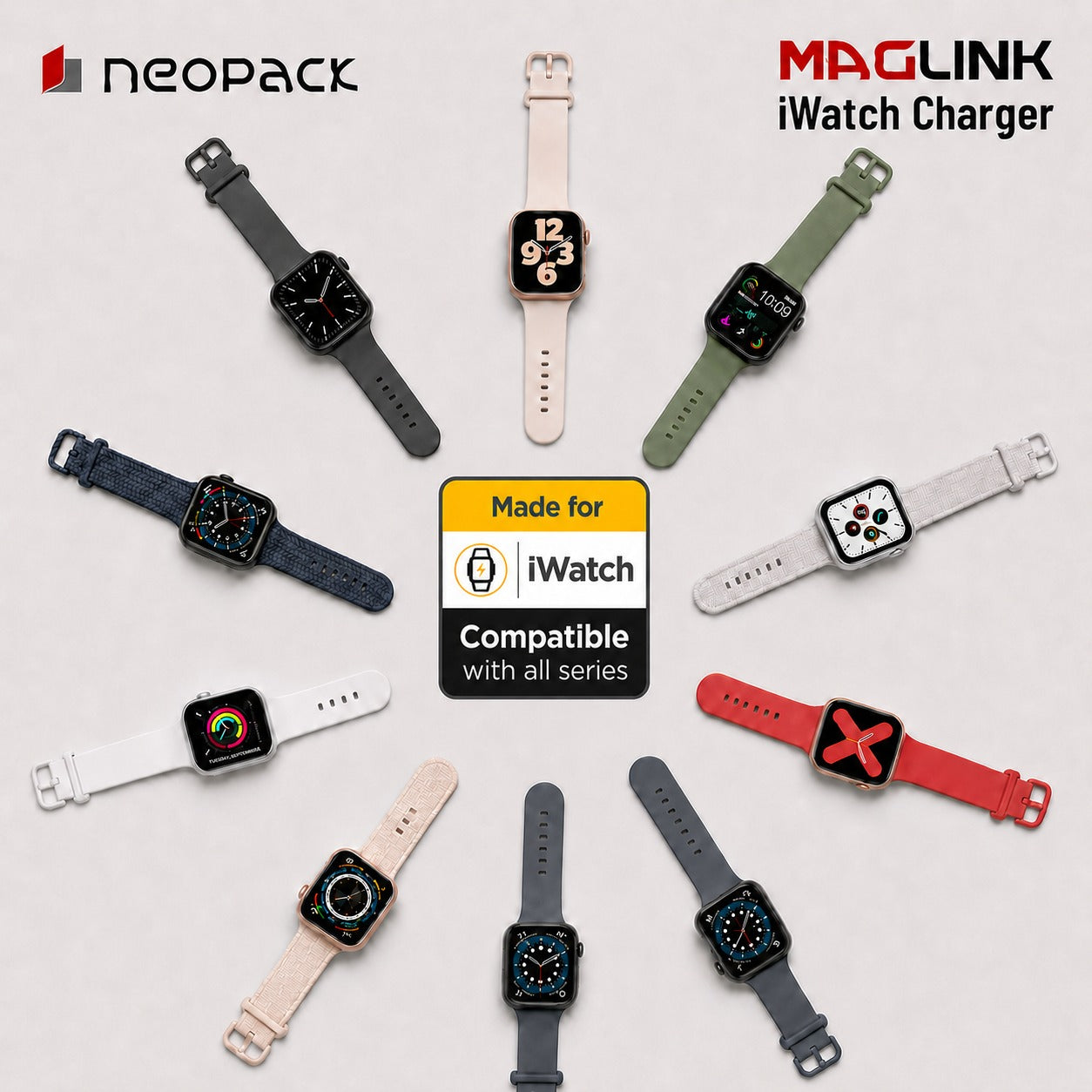 Maglink iWatch Charger 5W Wireless Charging Compatible with All Series (White)