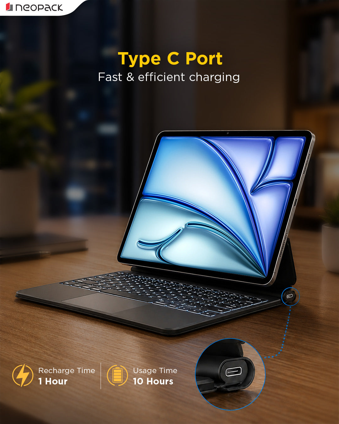 Magnetic Keyboard Folio with Trackpad for Apple iPad 10.9, Fits: 10th Gen & iPad A16 Model, Fits: 11th Gen (Black)